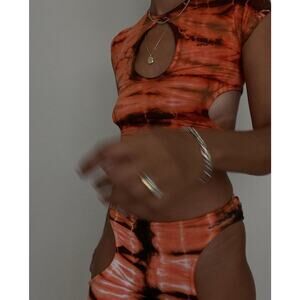 Omighty Cut Out Crop Top Tie Dye 006 Orange Small